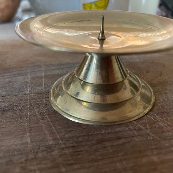 Brass candle pillar holder - Picture 1 of 4